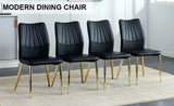 Four black dining chairs. A medieval modern chair made of PU material soft cushions, equipped W1151135498