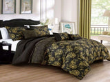 Black & Yellow King Size 7-Piece Comforter Set Dubh Floral Bedding Collection 54659086