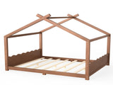 Queen House Floor Bed with Support Slats, Solid Wood House Bed Frame for Kids, No Box Spring Needed W1580P438812
