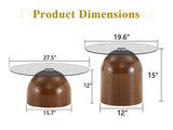 Nesting Coffee Table Set of 2, Glass Desktop for Living Room, Space Circle Center Table for W2920P535067