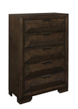 ZUN Contemporary Design 5-Drawers Chest 1pc Bedroom Furniture Warm Espresso Finish Raised Panel Front B011P225190