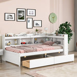 ZUN Twin Bed with L-shaped Bookcases,Drawers ,White 06066323