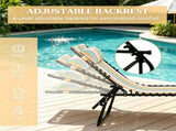 Striped 2 Folding Outdoor Lounge Chairs for Beach Camping Use, Pillow, Mesh & Bungee Seat 01917666