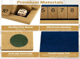 24" Natural Pine Wood Shut the Box Game, 2-4 Players, 10 Number Tiles & 2 Dice for Family/Party 06855640