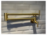 Gold Pot Filler Faucet Wall Mount Kitchen Folding Faucet with Double Joint Swing Arms, Two Handle 25957529