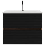 Gloria 24" Wall Mounted Soft Black & Walnut Bathroom Vanity with Integrated Ceramic Sink with W1865P252910