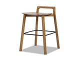 Sven 30" Modern Minimalist Low Back Wood Barstool, Dark Brown Walnut Ash Wood B2719P395566