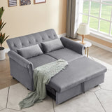 Artemax 55'' Modern Shiny Velvet Convertible Loveseat Sleeper Sofa Couch w/ 2 Lumbar Pillows, W668100736