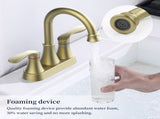 Bathroom Faucet Brushed Gold with Pop-up Drain & Supply Hoses 2-Handle 360 Degree High Arc Swivel 65191981