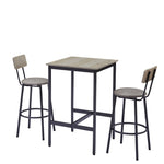 ZUN Bar Table Set with 2 Bar stools PU Soft seat with backrest, Grey, 23.62'' W x 23.62'' D x 35.43'' H W1162104644