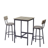 ZUN Bar Table Set with 2 Bar stools PU Soft seat with backrest, Grey, 23.62'' W x 23.62'' D x 35.43'' H W1162104644