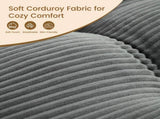 Oversized Dark Gray Round Chaise Lounge Sofa, Upholstered Lounge Chair with 3 Pillows, Boneless Sofa W6167P542349