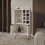 ZUN Fairfax Bar Cabinet in melamine with glass rack and wine storage,white B128P227638