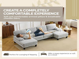 U-Shaped Sectional Sofa with 2 Short Chaise Lounges, 4 Seater Indoor Chenille Fabric Combination 30997192