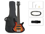 Full Size GIB 6 String H-H Pickup Electric Bass Guitar Bag Strap Pick Connector Wrench Tool Sunset 49547544
