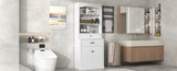 White Bathroom Storage Cabinet with Two Doors, Drawers, Adjustable Shelf & Three Open Shelves N725P252486K