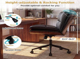 Black Armless Office Chair , Curved Backrest & Wide Seat, 360&deg Swivel & Rocking Function 96919480