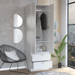 ZUN Vico 76" High Armoire Wardrove Closet with 2 Drawers, Double Door Cabinet , One Shelf and Hanging B200P188838