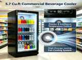 5.7 Cu.Ft Commercial Beverage Cooler, Double Tempered Glass Door Drink Refrigerator with Lock, 3 W5993P524899