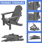 ZUN Folding Adirondack Chair, Relaxing Stackable Arm Rest Ergonomic HDPE All-Weather Adirondack Chair W2103P179858