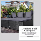 Gray Outdoor Rattan Daybed with Upholstered Cushions 69162762