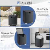 40*40*57cm Iron Frame Gas Bottle Storage Rattan Side Table Black Gradient 71591038