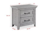 Light Gray Finish 1pc Two Drawers Nightstand Wooden Bedroom Furniture Metal Pull Furniture B011P228540