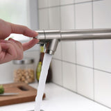 Kitchen Faucet with Pull Down Sprayer Brushed Nickel Stainless Steel Single Handle Kitchen Sink W1932119766
