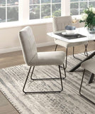Modern Design Beige Fabric Upholstered Side Chairs 2pc Set, Tabular Black Finish Metal Legs Casual B011P199730