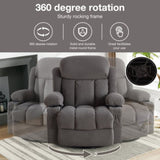 Swinging recliner massage heated sofa, with USB and 2 cup holders in side pockets W1807P298206