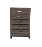 ZUN Bedroom Furniture Rustic Grey Oak Simple 1pc Tall Chest 5-Drawers Storage Solidwood Chest B011P250826