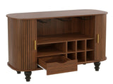 39" Fluted Liquor & Coffee Bar with 6 Wine Racks and 3 Glass Holders, Mid-Century Modern Bar 61879634