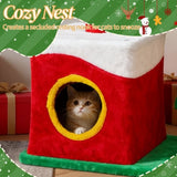 29.5in Christmas Themed Plush Cat Tree, Multi-level Cat Tower with Cat Condo, Top Crown Perch, Sisal 29552567