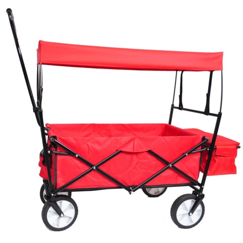 ZUN Garden Shopping Beach Cart folding wagon red W22730110