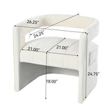 Modern Velvet Accent Chair with Ribbed Detail, Luxury Curved Fully Upholstered Accent Chair, Ivory N765P186032W