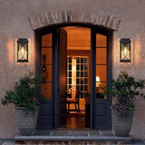 1-pack Black Outdoor Wall Lantern with Crackled Glass, Weather-Resistant Exterior Light Fixture for W1340P239410
