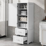 ZUN Tall Bathroom Storage Cabinet, Freestanding Storage Cabinet with Two Drawers and Adjustable Shelf, WF312728AAK