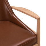 U-Can PU Leather Accent, Mid-Century Modern Armchair with Solid Wood Frame, Reading Leisure N724P256555D