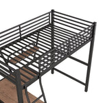 ZUN Twin Size Loft Metal&MDF Bed with Desk and Shelf, Black 23364154