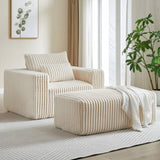 62.5-Inch Corduroy Sponge Sofa Lounge Chair with Removable footrest,No Assembly Required,Fluffy W834P206050