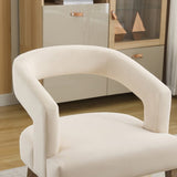 25.79" Wide Modern Barrel Open Back Upholstered Accent Chair with Weathered Solid Wood Legs Dining W3118P254208