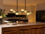 29.53" Modern Crystal Chandelier for Dining Room, 8-Light Black Pendant Lightsfor Kitchen Island 03316724