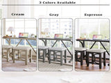 Farmhouse 3-Piece Counter Height Dining Table Set with USB Port and Upholstered Stools,Milky N717P352068A