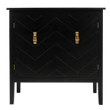 2 Door Wooden Cabinets, Black Wood Cabinet Vintage Style Sideboard for Living Room Dining Room W68852964