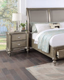 Luxury Classic Antique Silver / Champagne Finish 1pc Nightstand Storage Space Bedside Table Bedroom B011P210121