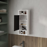 FM FURNITURE Pine Like Medicine Cabinet with Mirrored Door and Open Storage, White B128P301386