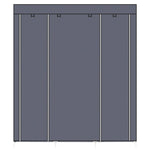 ZUN 69" Portable Clothes Closet Non-Woven Fabric Wardrobe Double Rod Storage Organizer Gray 98225165