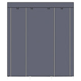 ZUN 69" Portable Clothes Closet Non-Woven Fabric Wardrobe Double Rod Storage Organizer Gray 98225165