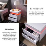 Nightstand LED Bedside Table Cabinet Lights Modern End Side with 2 Drawers for Bedroom W2178138722