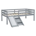 ZUN Twin Low Loft Bed with Slide, Ladder, Safety Guardrails, No Box Spring Needed,Grey W504P145268